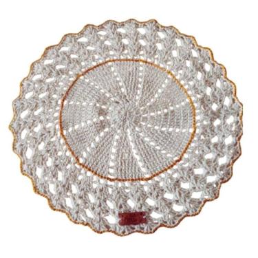 Imagem de Kit 4 Sousplat Em Crochê Artesanal 33Cm Off White E Dourado
