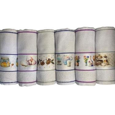 Imagem de Kit 10 Pano Prato Atoalhado Felpudo 45X70 100% Algodão