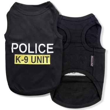 Imagem de Parisian Pet Camiseta unissex para cães com roupas bordadas para cães "Police k-9 Unit" - 100% algodão, fantasia de cachorro - colete respirável para cães policiais - Camiseta lavável na máquina para