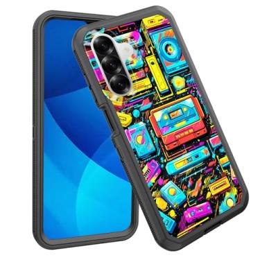 Imagem de GFEWYTJYJ Capa para Galaxy A17 5G, proteção total de 3 camadas à prova de choque, resistente, resistente, de alto impacto, capa rígida para Samsung Galaxy A17 5G 6,7 polegadas 2025, fita cassete de