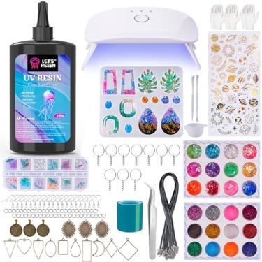 Imagem de LET'S RESIN Kit de fabricação de joias – 153 peças de resina altamente transparente com lâmpada UV atualizada, acessórios de resina para chaveiros, joias