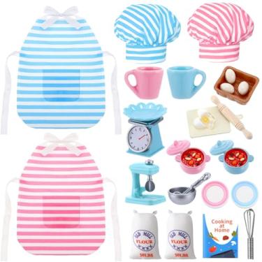 Imagem de Kajaia 30 Pcs Christmas Elf Accessories Mini Baker Outfit Set Include Baking Apron and Hat Miniature Rolling Pin Flour Egg Bowl Cookie Tray Whisk Xmas Elf Clothes and Accessories Gift for Kids