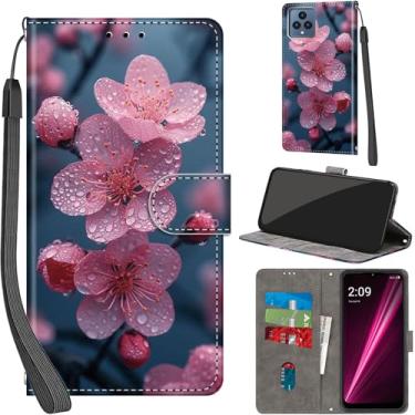 Imagem de Salanheo Capa carteira para T-Mobile Revvl 6 5G / Revvl 6X 5G, com [3 compartimentos para cartões], fecho magnético com suporte, couro PU, capa flip protetora à prova de choque 16.6 cm 2022, flor de