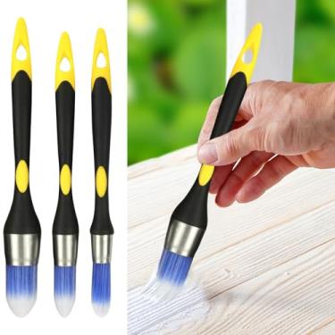 Imagem de Conjunto de 3 pincéis de cerdas pontiagudas de dois tons, cabo preto com detalhes amarelos e pincéis de precisão para pintura a óleo e aquarela