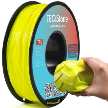 Imagem de TEQStone Filamento TPU 1,75 mm novo carretel amarelo 1 kg 95A filamento flexível macio para impressora 3D diâmetro consistente +/-0,03 mm no pacote a vácuo