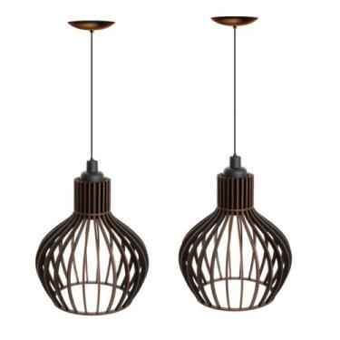 Imagem de kit 02 Pendentes Lúminarias De Teto Balcão De Cozinha Área De Churrasc