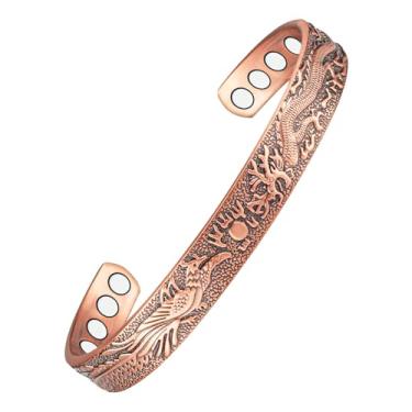 Imagem de EnerCoppeX Pulseira magnética de cobre para mulheres - Joias Detox com ímã Gauss 3500, pulseira ajustável (G)