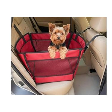 Imagem de Capa Protetora ImpermeáVel Para Assentos De Carro Para Animais De EstimaçãO FáCil De Instalar E Limpar, Evita Eficazmente Pelos E ArranhõEs(Vermelho com Visor)