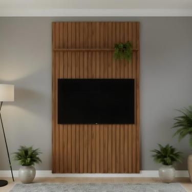 Imagem de Painel Em Mdf Ripado Para Tv Até 60 Polegadas Freijó