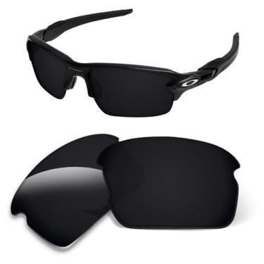 Imagem de Lentes de substituição de 1,6 mm compatíveis com óculos de sol Oakley Flak 2.0 Asian Fit OO9271, antiarranhões e resistentes a impactos (preto escuro)