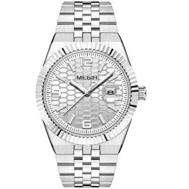 Imagem de relógio masculino pulseira de aço inoxidável quartzo à prova dagua cas