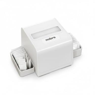 Imagem de Dispenser Mesa Guardanapo Interfolhado com Porta-Sachê Branco Nobre