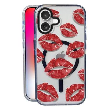 Imagem de Capa de batom vermelho para iPhone 17, compatível com MagSafe, capa fosca macia e fina, à prova de choque, antiimpressões digitais, antiamarelamento, antiarranhões, capa de telefone magnética para