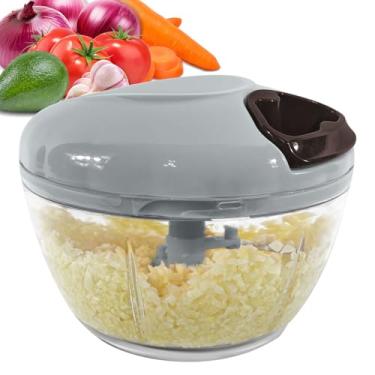 Imagem de Monbalcon Picador de alho picador manual de legumes 500 ml - com cordão de puxar triturador de alho triturador de 5 segundos pique alimentos rapidamente, para alho, gengibre, batata, abacate, cebola