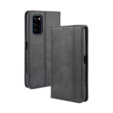 Imagem de Capa para Huawei Honor V30/V30 Pro,Retro Flip magnético,Caso de telefone de couro PU,Design de carteira com 3 slots de cartão e 1 clipe de dinheiro -Black