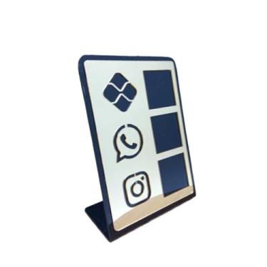 Imagem de Placa Pix Display em Plastico PS Mesa Balcão PIX Zap Instagram Interativo (ECONÔMICO)(Preto & Dourado)