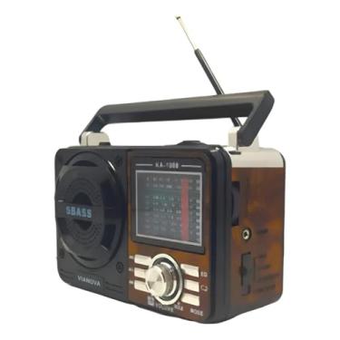 Imagem de Radio Retro Bluetooth 5.0 Portátil Am Fm Usb Cartão Sd Cor Marrom Madeira Vianova (Marrom Madeira)