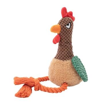 Imagem de Gralara Brinquedo para cães com guizo, formato de galinha gritando, para treinamento, para morder, brinquedo inovador para exercícios na praia, Marrom