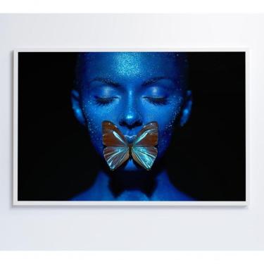 Imagem de Quadro Mulher Com Borboleta 90x60 Cm Adesivo Fotográfico
