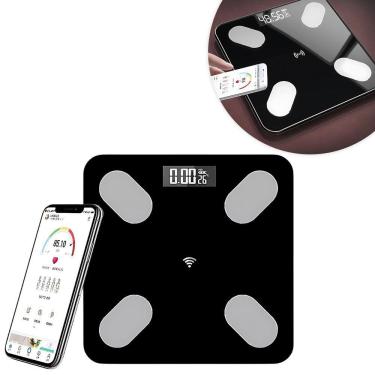 Imagem de Balança Digital Bioimpedância Bluetooth Aplicativo Medição Até 150kg Preto