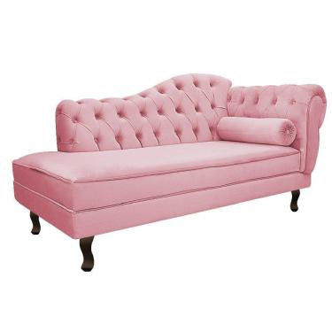 Imagem de Recamier Diana 140cm Lado Esquerdo Suede Rosa Bebê