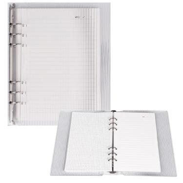 Imagem de Koqye Pasta A5 de acrílico transparente com anéis redondos, capa de caderno transparente de 6 furos com 2 refis para organizador de papel de folhas soltas