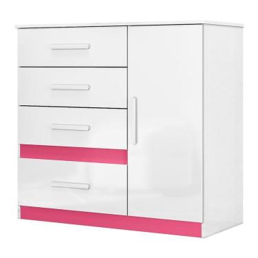 Imagem de Cômoda Sapateira Vênus 1 Porta E 4 Gavetas Flex Branco-rosa - Moval Branco-rosa