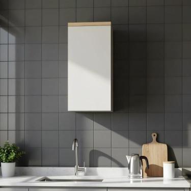 Imagem de Armário Aéreo Cozinha 40cm 1 Porta Jequitibá/gris - Repleta Comercial