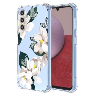 Imagem de WEIOUHR Capa para Galaxy A14 5G Samsung A14 5G transparente TPU macio design de flor branca, à prova de choque, resistente a arranhões, capa protetora leve, para Samsung Galaxy A14 5G (Magnólia)