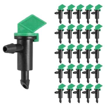 Imagem de 50 peças 4 GPH bandeira verde emissor de gotejamento ajustável água gotejamento irrigação irrigação gotejadores sistema peças conectam mangueira de 1/10.2 cm para gramado vegetais, jardim
