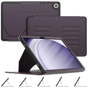 Imagem de HXCASEAC Capa para Samsung Galaxy Tab A9+ Plus com ímã forte, capa protetora com suporte multiângulo, compartimento para cartão, capa de couro PU para tablet Samsung A9+ Plus SM-X210 X216 X218, roxa