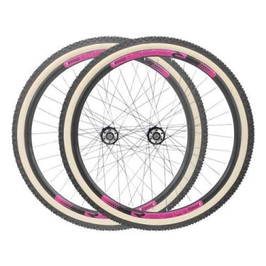 Imagem de Roda Aro 29 Cubo de Rolamentos Rosca com Câmaras e Pneu Bege - Rimaxx,