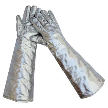 Imagem de RNXRZANK 2 Luvas de Soldagem em Folha de Alumínio, Luvas Isolantes Térmicas, Confortáveis, Profissionais E Resistentes Ao Calor para Cozinhar E Assar, 38cm 250 a 500