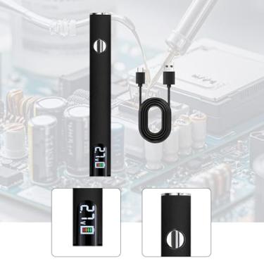 Imagem de RNXRZANK Kit de Ferro de Soldar Sem Fio com Caneta de Soldar, Temperatura Ajustável, Bateria Melhorada E Recarregável Via USB para Projetos de Eletrodomésticos, Preto, Tamanho real