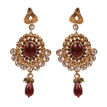 Imagem de Touchstone Brincos de lustre indianos de bollywood de tom dourado para mulheres