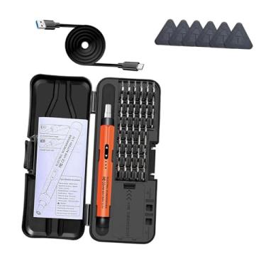 Imagem de RNXRZANK Conjunto de Chave de Fenda Elétrica de Precisão Sem Fio, Recarregável, com 38 Acessórios, Indicador LED E Estojo de Armazenamento. Ideal para Laptops, Laranja, Tamanho real