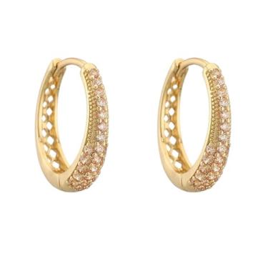 Imagem de Brincos femininos de esqueleto de zircônia banhada a ouro 18K para festa ou banquete simples e 1 par - brincos chiques, acessório de moda para o estilo diário feminino