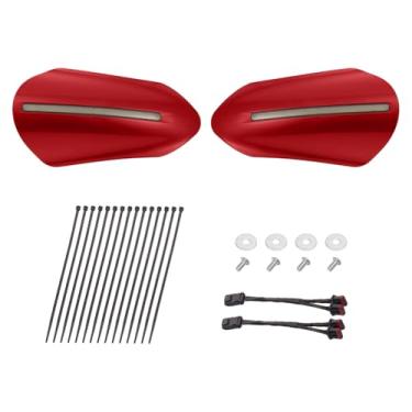 Imagem de Mats-Csrewy Protetores de mão LED vermelho brilhante para Harley Color Matched Hand Guards para H-D Touring - Melhore a segurança e o estilo com DRLs e indicadores 2025