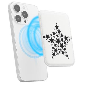 Imagem de Suporte magnético para iPhone, carteira fina de couro PU, capa para cartão, capa traseira para cartão, acessório de telefone fofo