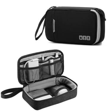 Imagem de Bolsa de armazenamento digital multifuncional à prova d'água para acessórios eletrônicos de viagem, adequada para carregadores, telefones celulares e carregadores portáteis (preta