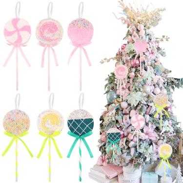Imagem de 6 peças de decorações de Natal de doces de pirulito decorações de árvore de doces pequenos enfeites de bengala de doces enfeites de festa para Arbol de Navidad decoração de Natal moderna enfeite