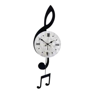 Imagem de Generic Relógio de parede com notas musicais, silencioso e com pêndulo, fácil Arte com notas musicais para sala de estar, quarto, escritório ou bar, L