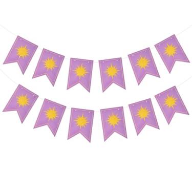 Imagem de Conjunto Bandeirinhas Sol Roxo, Guirlanda Sol Roxo com 12 Bandeirinhas Vibrantes Festas Temáticas Decorações para Aniversários Celebrações de Feriados e Casamentos Decoração