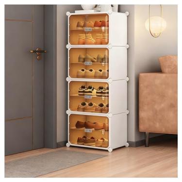 Imagem de SPXMQSS Sapateira de armazenamento com portas, sapateira de 6/8 níveis para entrada livre, botas de armazenamento, chinelos, sapatos para armário corredor quarto entrada branca 8 camadas 49 x 32 x 124