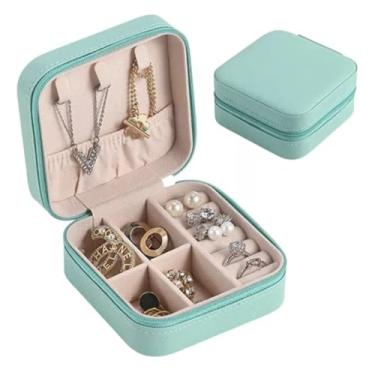 Imagem de Porta Jóias Mini Estojo Portátil Lille Gold Joias em Couro Sintético com Zíper para Jóias, Maquiagem e Viagem - Verde