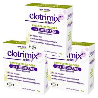 Imagem de Clotrimix 7ml Base Fortalecedora para Unhas Fracas kit c/3