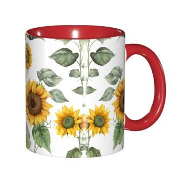 Imagem de Zeraoke Canecas de café criativas com estampa de girassol fresco, personalizadas, presente para família, tamanho de 325 ml, unissex