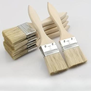 Imagem de 1 pincel de tinta plana de 5 cm com alças e virolas de metal - multiuso para arte, artesanato, pintura, envernizamento, aplicações de cola - uso interno/externo para reparos domésticos e projetos de