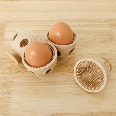 Imagem de 4 peças de limpador de escova de ovos de silicone, portátil, lavadora rotativa para ovos, com ventosa, pode ser lavada na lava-louças