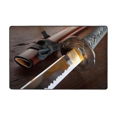 Imagem de ZERAOKE Tapete de área de espada samurai japonesa, 8 x 1,5 m, tapetes de área de fazenda para sala de estar, decorativo, lavável, antiderrapante, tapetes macios modernos para quarto, sala de jantar,
